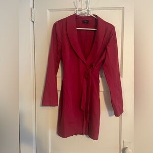 Red Long Sleeve Wrap Dress